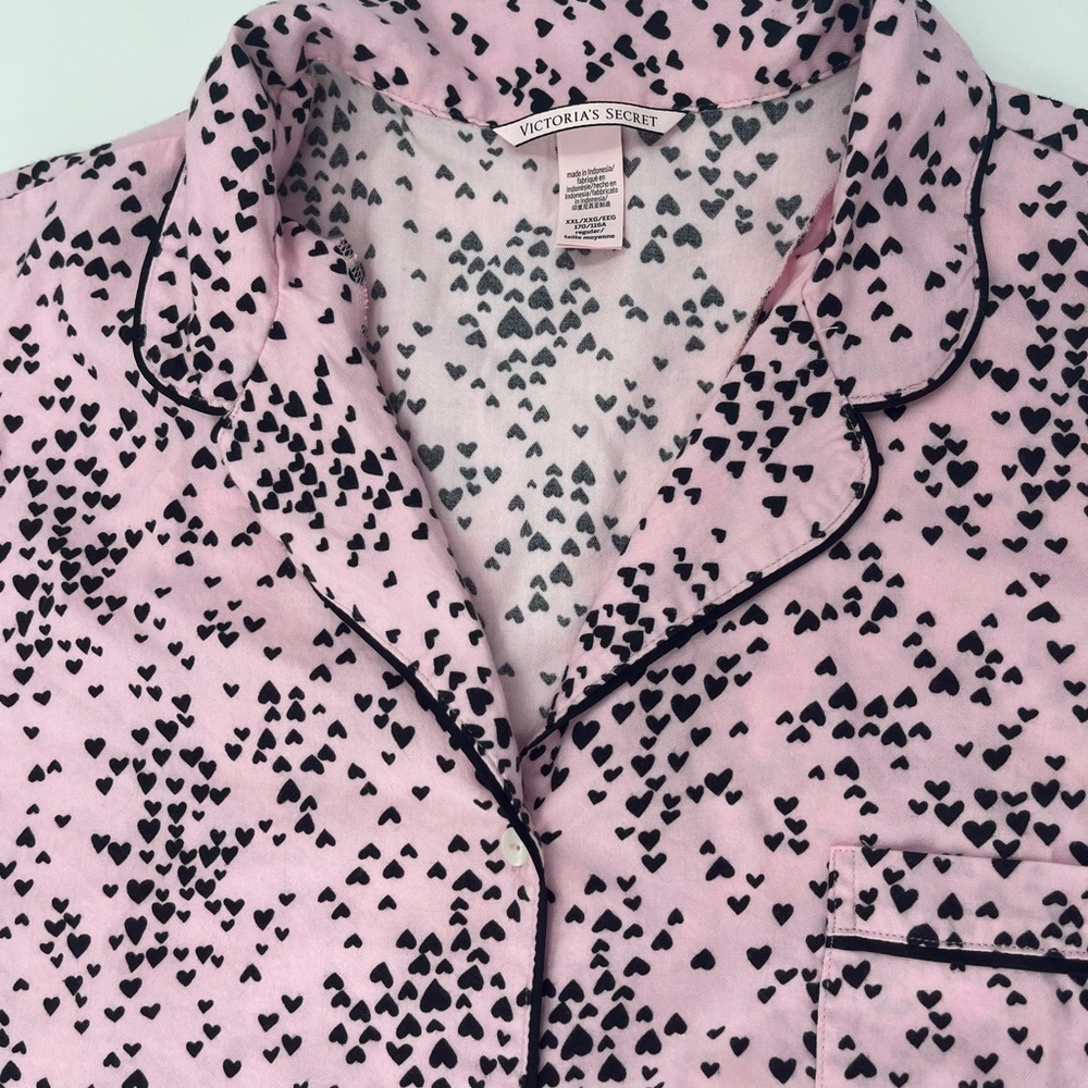 Victoria's Secret Dreamer Flannel Long Pajama Set Babydoll Tiny Hearts - XXL - Picture 4 of 12